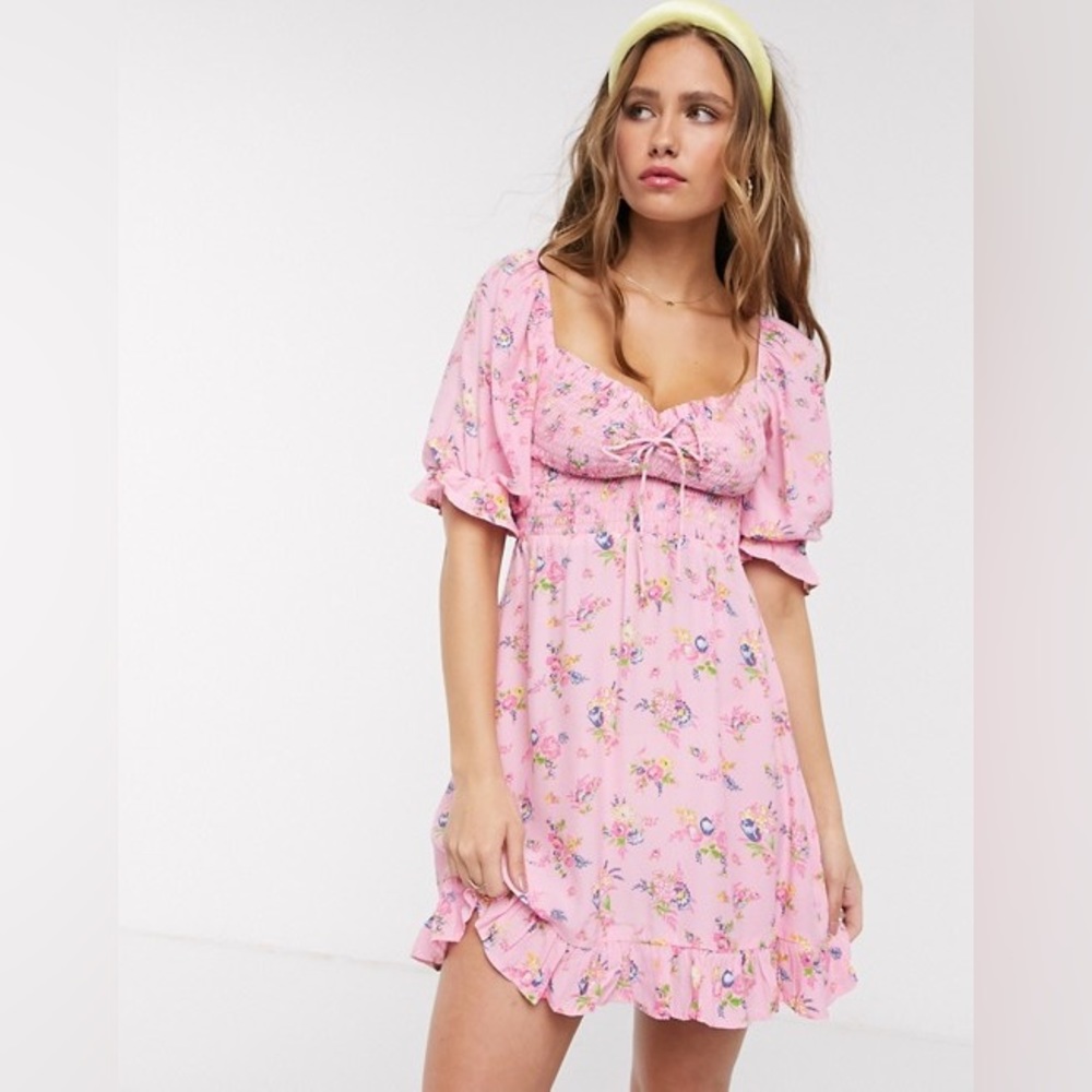 Faithfull the Brand Pink Floral Summer Dress